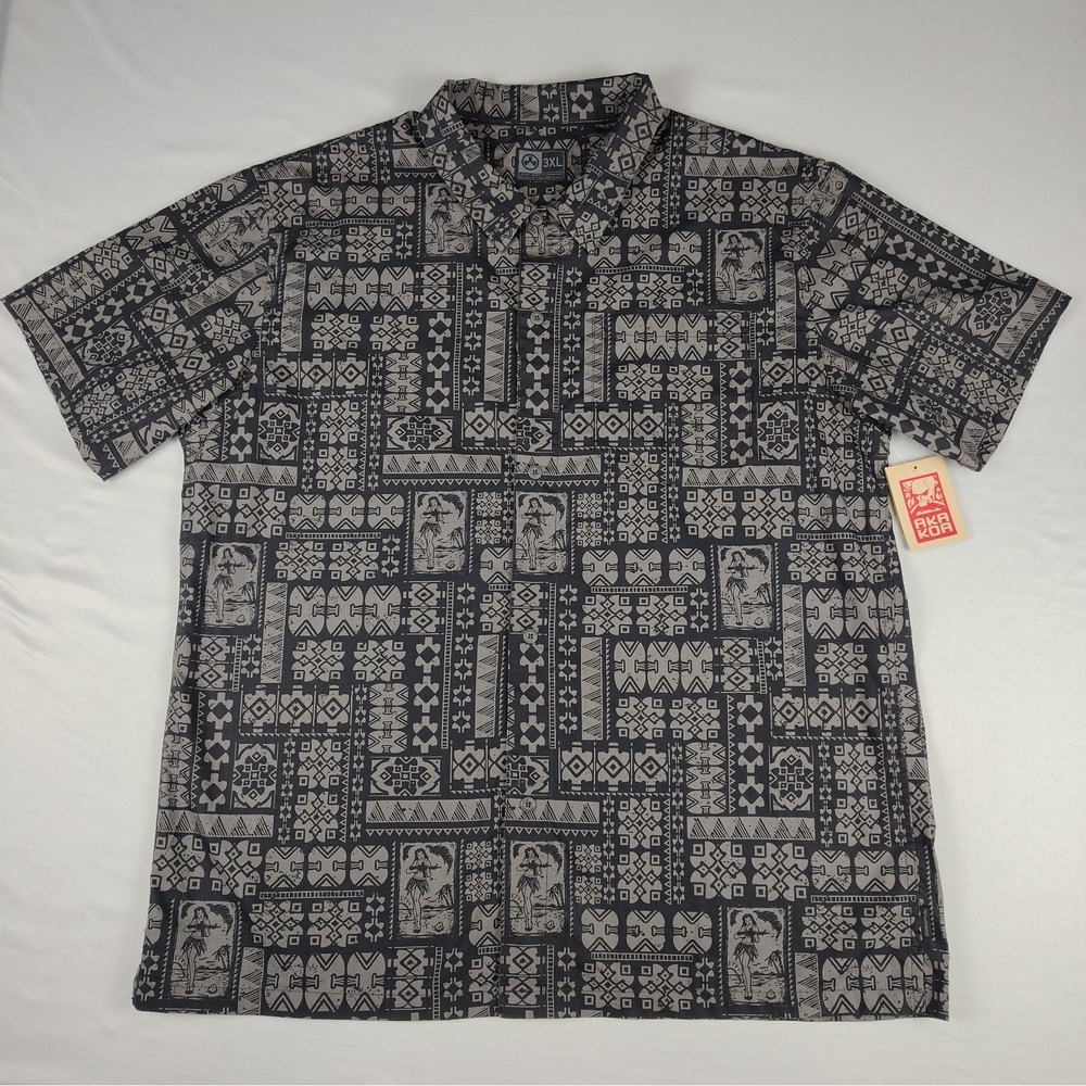 Magpul Kaneohe Short Sleeve Shirt 3XL Grey Black Tribal Hula Girl Aloha MAG767